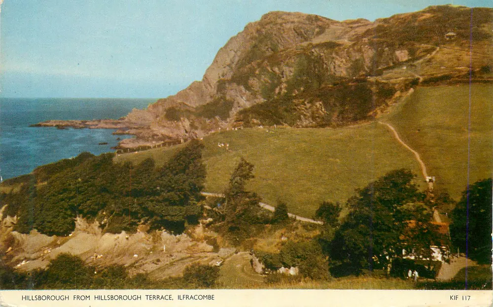 Hillsborough visto da Hillsborough Terrace, Ilfracombe — vista costeira — Cotman-Color, KIF 117 - Frente