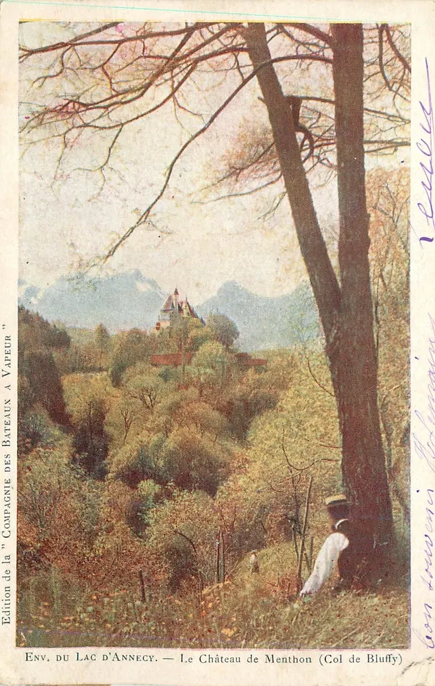 Env. du Lac d'Annecy — Le Château de Menthon (Col de Bluffy) — Édition de la Compagnie des Bateaux à Vapeur - Recto