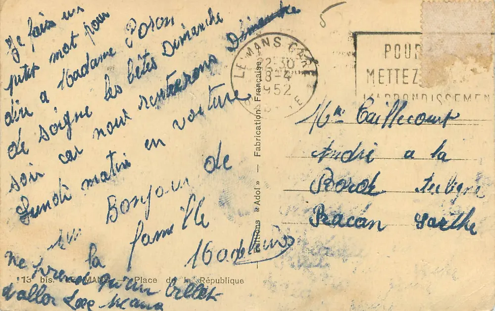 Place de la République — Le Mans — Editor Adol - Verso