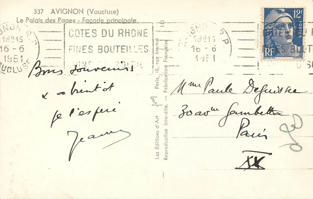 Avignon — Palácio dos Papas — Facha principal — As Edições de Arte - Verso