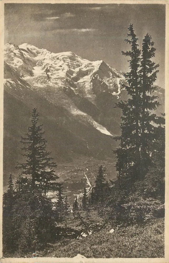Chamonix und der Mont-Blanc von der Flégère gesehen — G. Tairraz, phot. Verlag Chamonix - Vorderseite