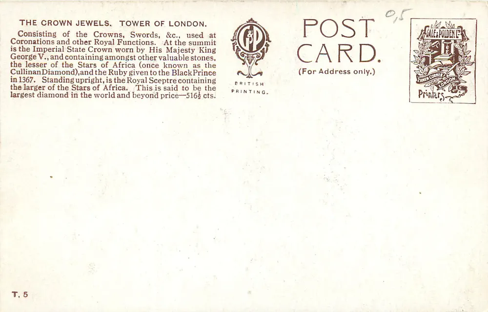 Los Tesoros de la Corona — Torre de Londres — British Printing - Reverso