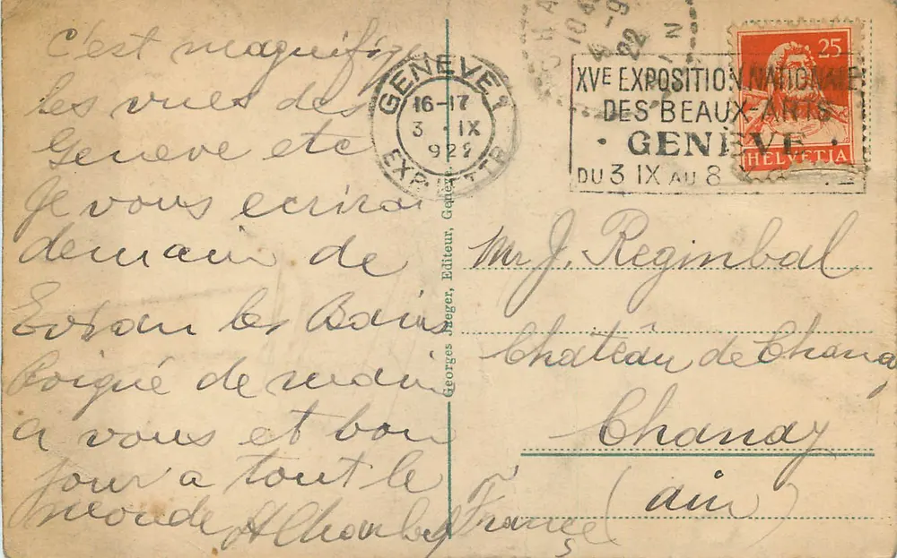 Genebra, O Kursaal — Restaurante — Editor Georges Deber, n° 1064 - Verso
