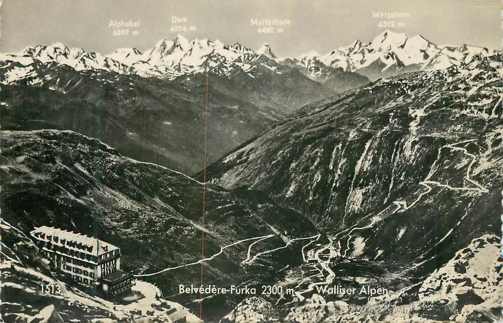 Belvédère-Furka — Alpes Valaisanos — editor O. Süssli-Jenny, Thalwil-Zürich - Frente