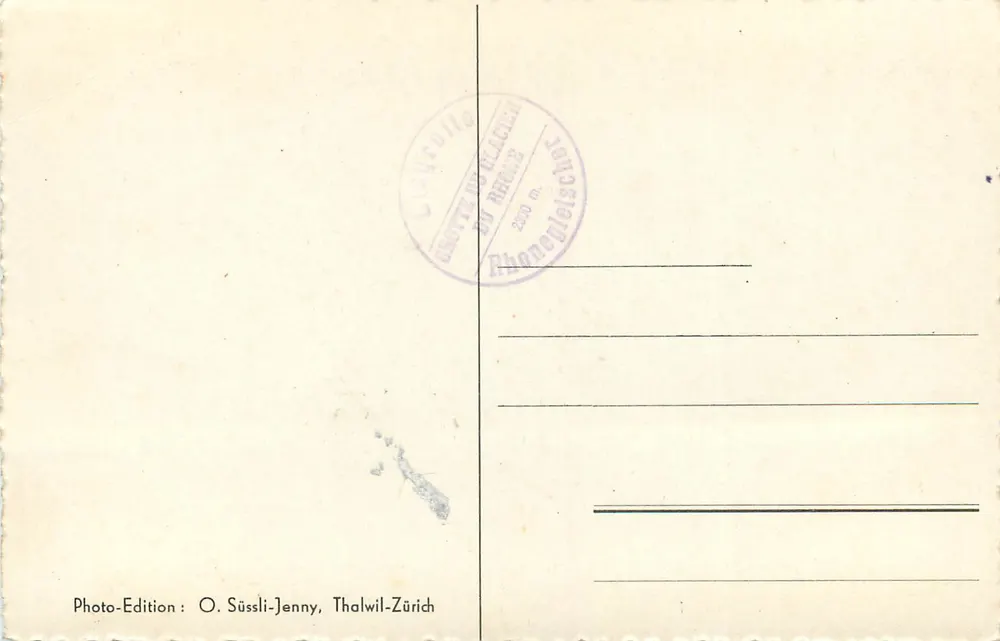 Belvédère-Furka — Alpes Valaisanos — editor O. Süssli-Jenny, Thalwil-Zürich - Verso