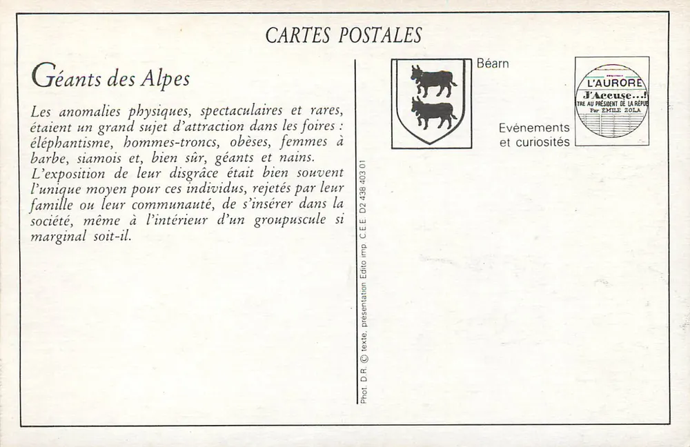 Die Riesen der Alpen — Béarn — Edition C.E.E. - Rückseite