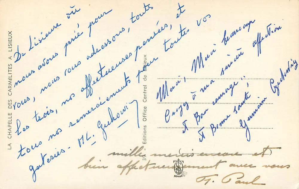 A capela das Carmelitas em Lisieux — Edições Central de Lisieux, n°34 - Verso
