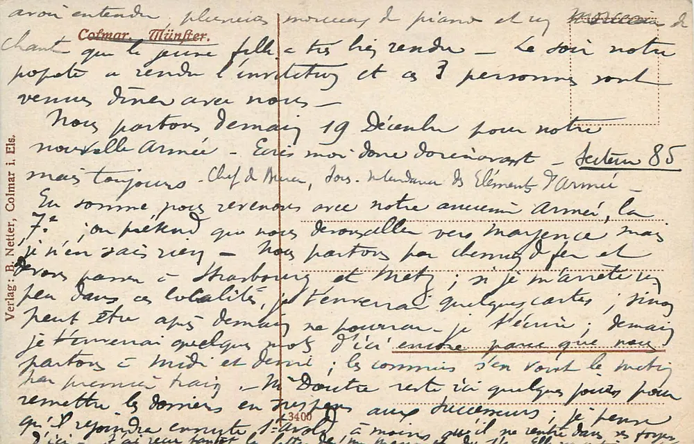 Colmar, Munster — editor B. Nettier, n° 85 - Verso