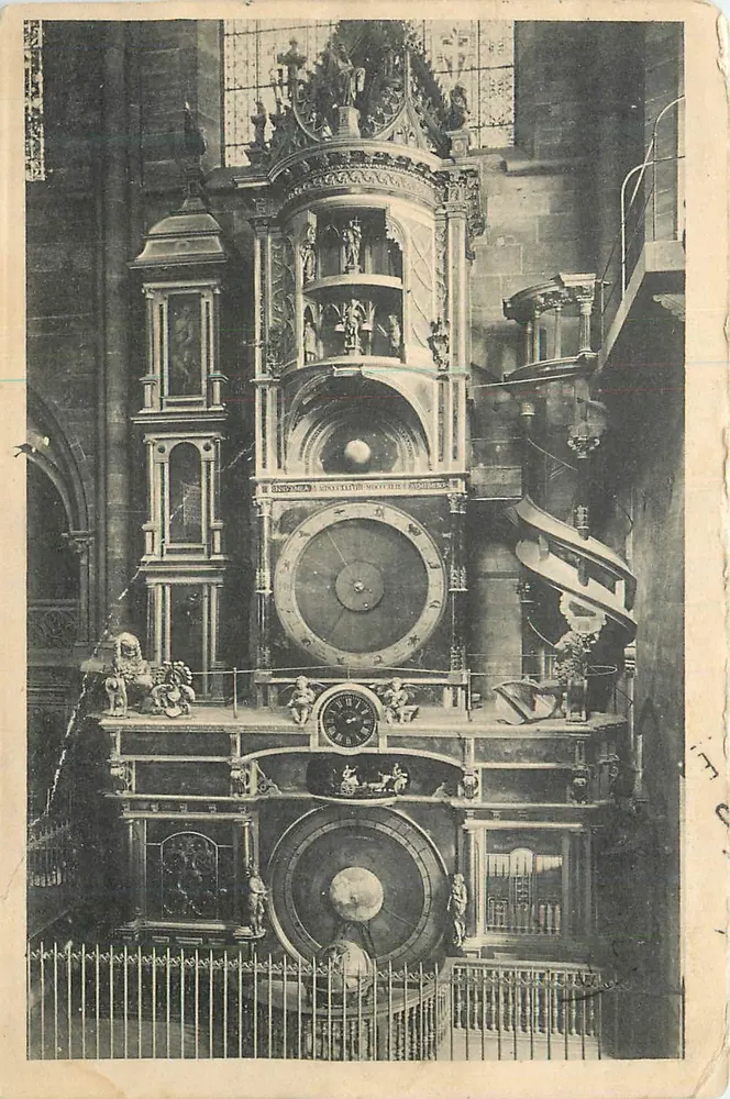 Relógio astronômico da catedral — Strasbourg — editor J. Martin - Frente