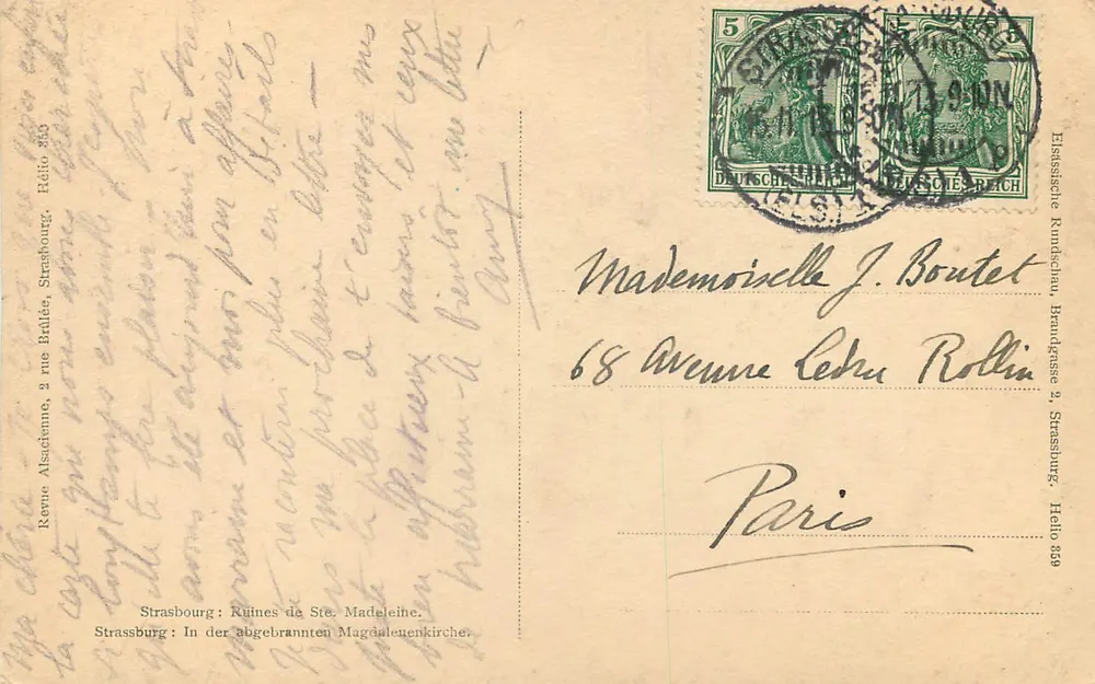 Strasbourg — Ruínas da catedral — editor não identificado, número de série não visível - Verso