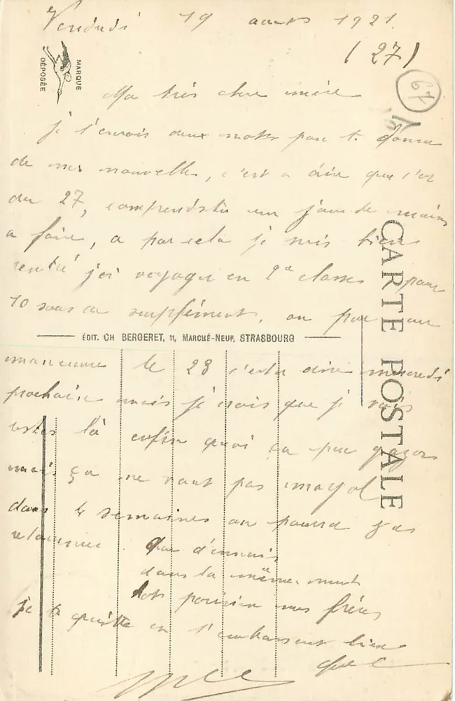 Strasbourg - A Catedral — Editor CH Bergeret, n°2 - Verso