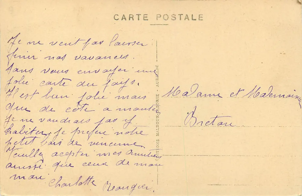 Rocher de Bonnevie à Murat — Le Cantal pittoresque — Éditions Malroux-Aurillac - Verso