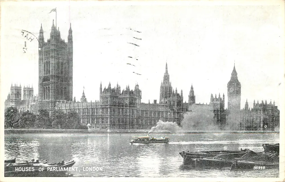 Houses of Parliament, London — Ansicht von der Themse — Valentine's Postcard, n°38998 - Vorderseite