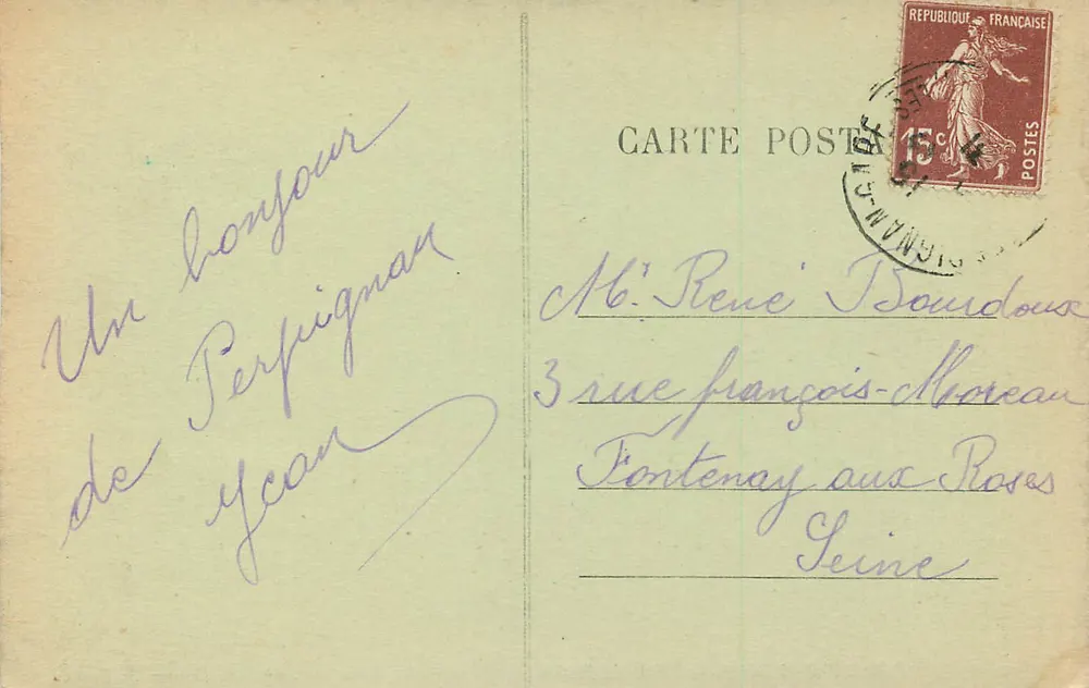 Perpignan — Palácio de Justiça — Edit. das Damas da França, n° 512 - Verso