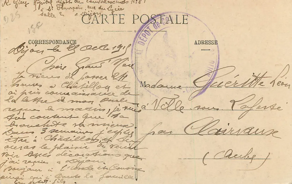 Dijon - Estátua da Resistência - Cabet, escult. - L. V., edit. - Verso