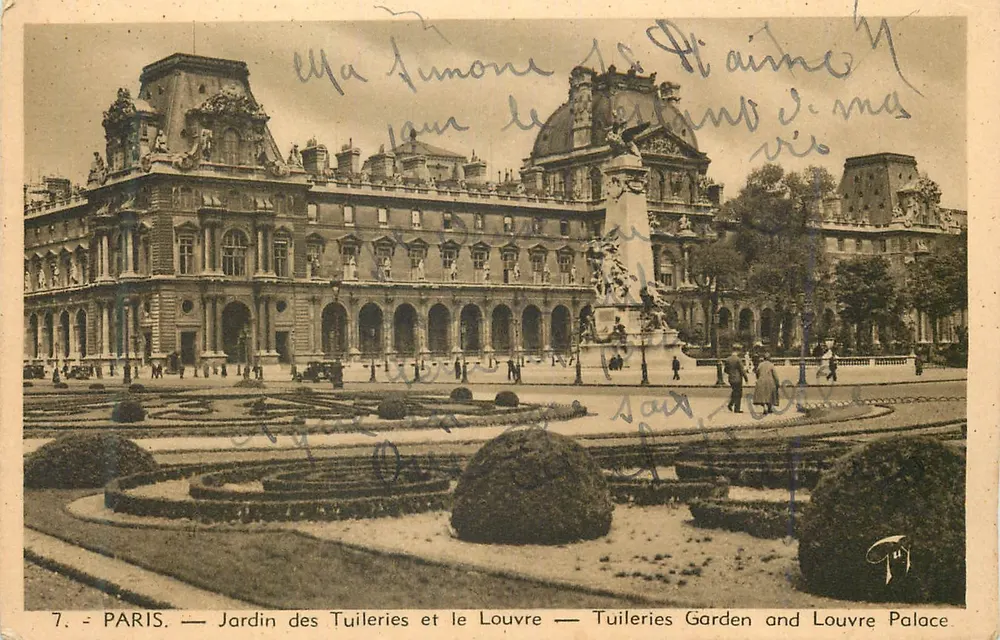 Paris — Jardin des Tuileries et le Louvre — Tuileries Garden and Louvre Palace - Recto