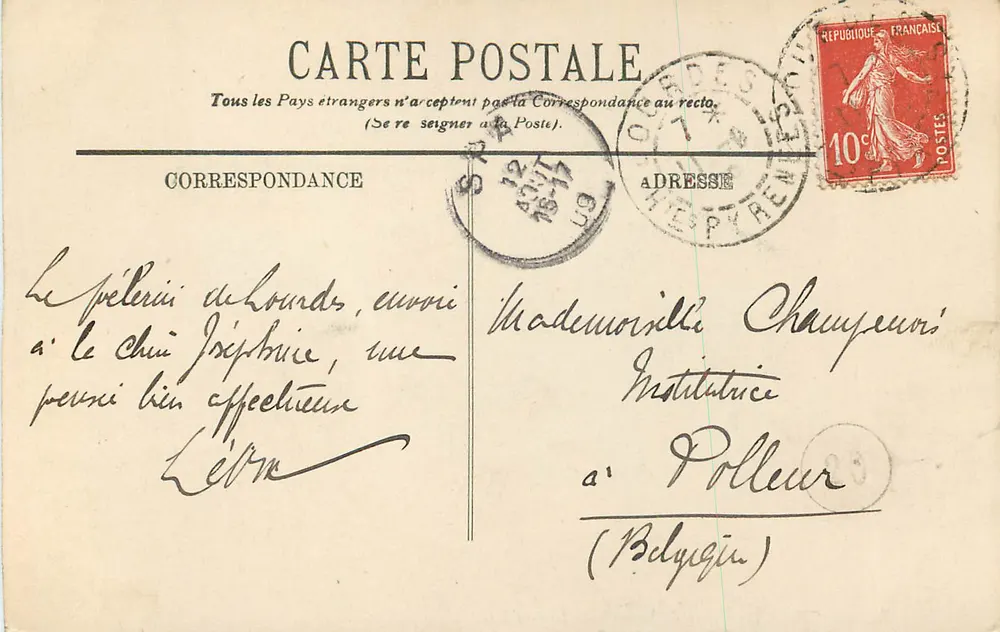 Lourdes — A Estátua de São Miguel — LL. — N° 96 - Verso