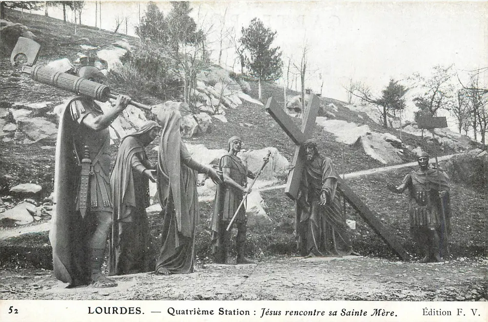 Lourdes — Vierte Station: Jesus trifft seine heilige Mutter — Edition F. V. - Vorderseite