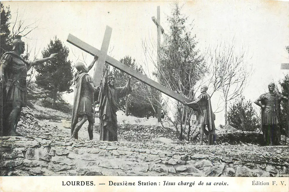 Lourdes — Zweite Station: Jesus trägt sein Kreuz — Edition F. V. - Vorderseite