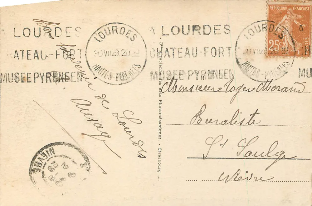 LOURDES - 동굴 - 집회 출발 — 출판사: Château-Fort, 번호 58 - 뒷면
