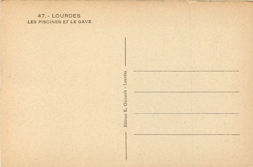 Lourdes — As piscinas e o Gave — Edição E. Quinault - Lourdes - Verso