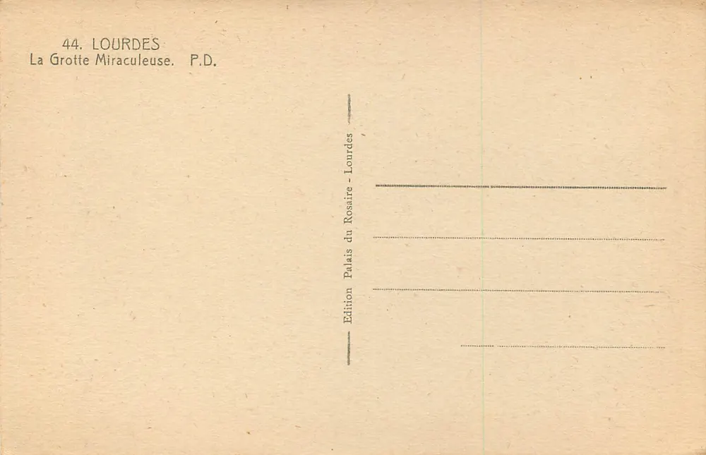 Lourdes — A Grotta Milagrosa — Edição Palácio do Rosário - Lourdes - Verso