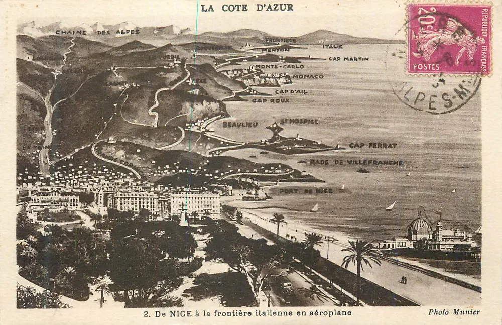 De NICE à la frontière italienne en aéroplane — La Côte d'Azur — Photo Munier - Recto