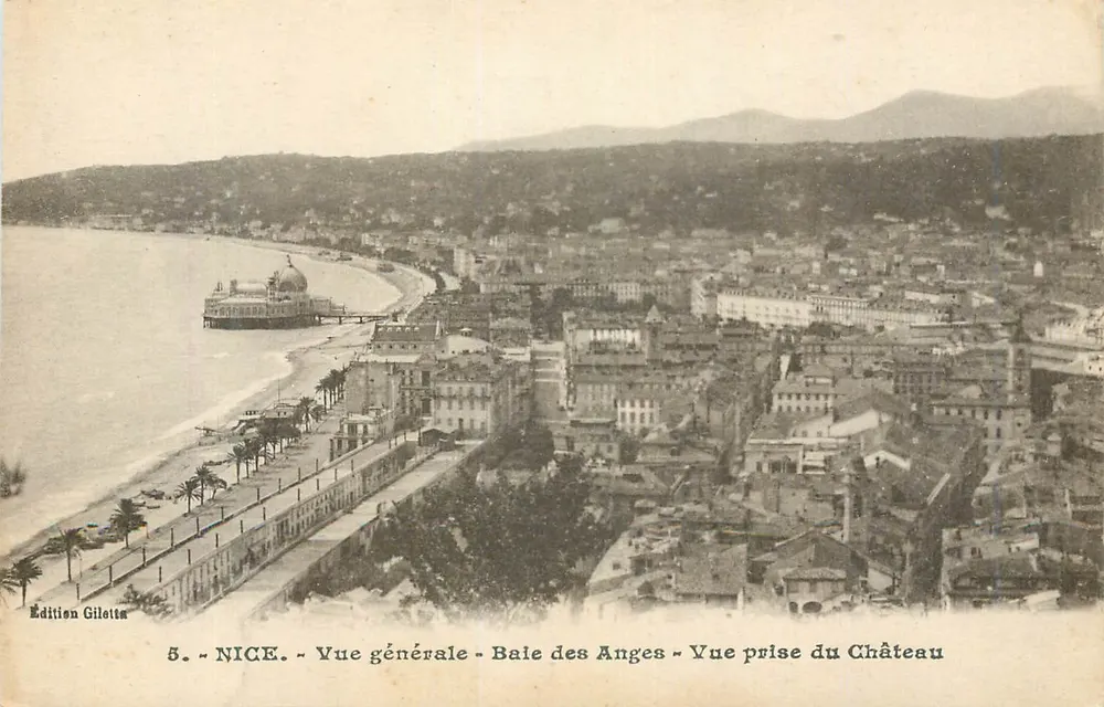 Nice - Vue générale - Baie des Anges - Vue prise du Château — Édition Gilotta, n°5 - Recto