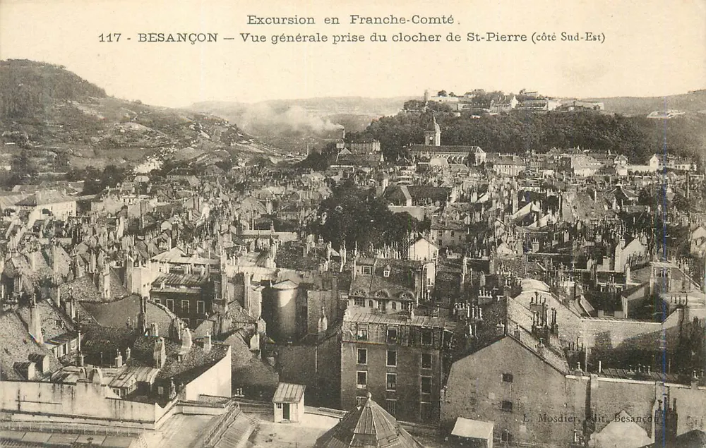 Besançon — Vue générale prise du clocher de St-Pierre (côté Sud-Est) — L. Mosdier, éditeur Besançon, n° 117 - Recto