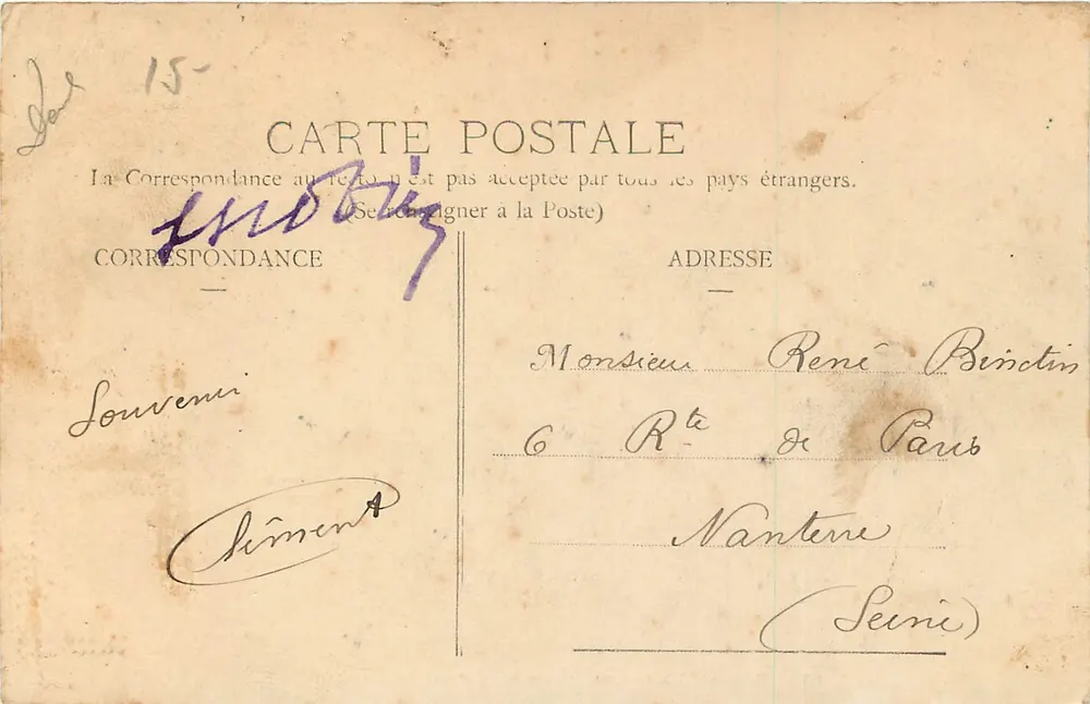 Besançon - Les Quais et le Pont de Battant — éditeur inconnu, n° 108 - Verso