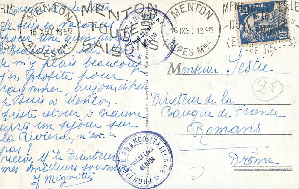 Menton — A fronteira italiana — O Ponte Saint-Louis — editor Marniet, n°2 - Verso