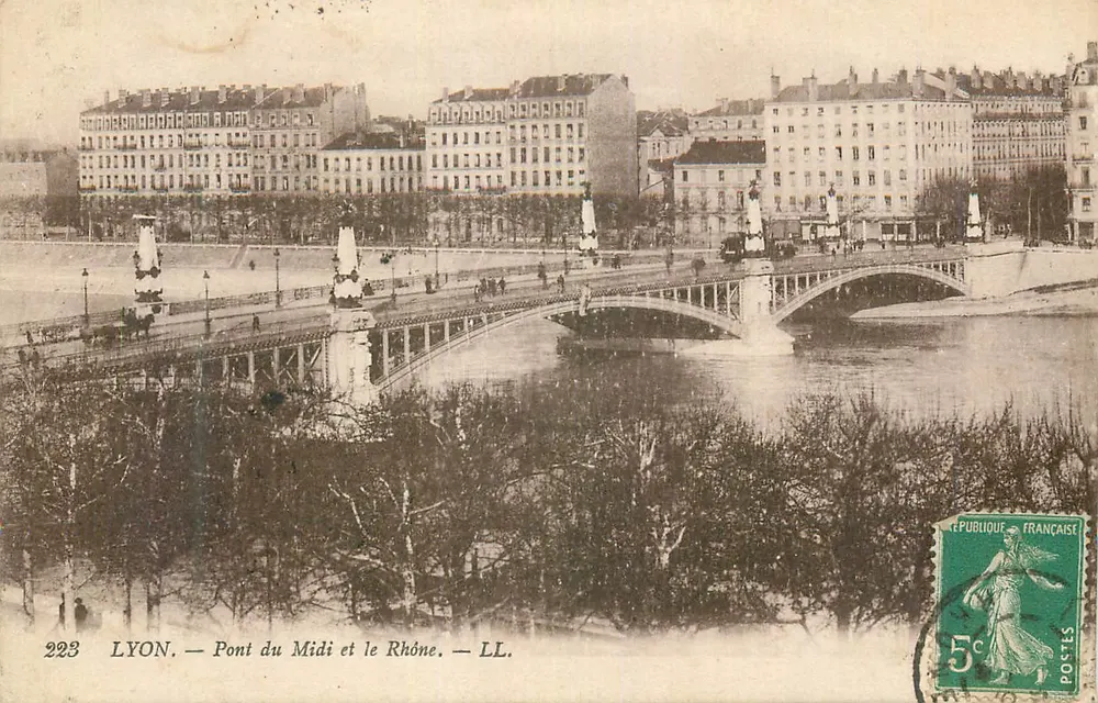 LYON — Ponte do Meio e o Rio Rhône — LL. — n° 223 - Frente