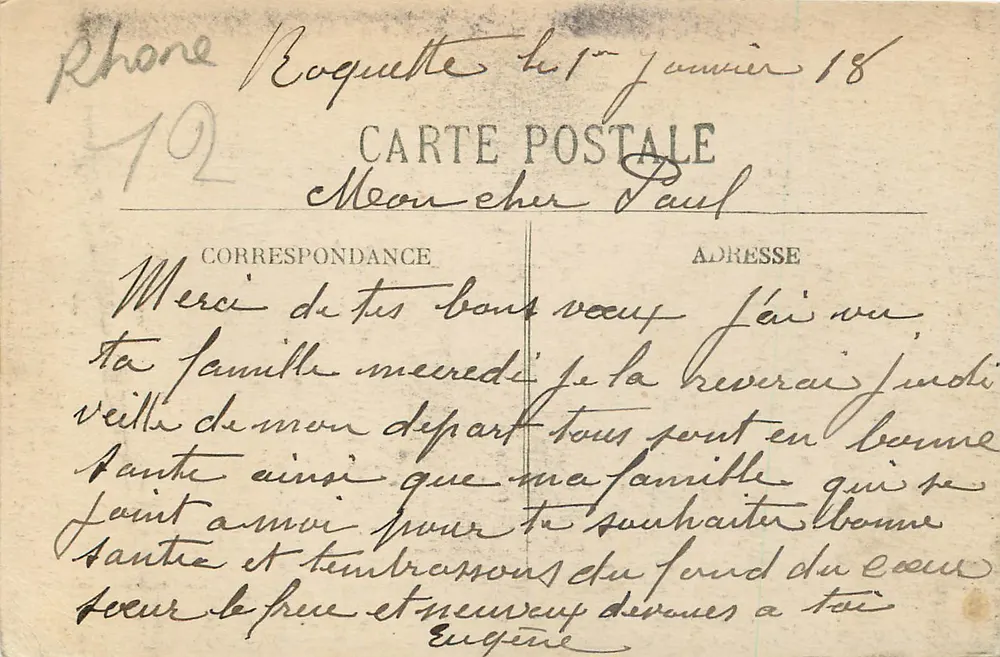 LYON — Vue générale sur Vaise et le Mont d'Or — Carrier, n°12 - Verso