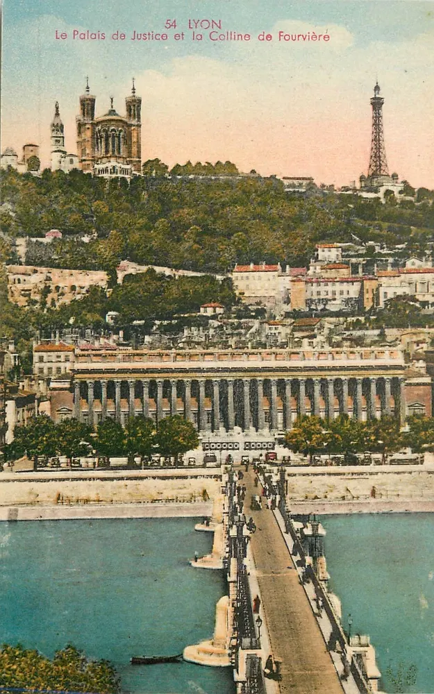 Lyon — Das Palast der Justiz und der Fourvière-Hügel — Ausgabe J. Cellard in Lyon - Vorderseite