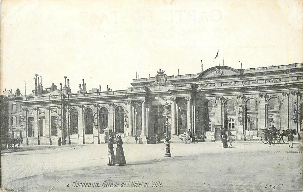 Bordeaux. Facciata dell'Hôtel de Ville — editore L.V. n°6 - Recto