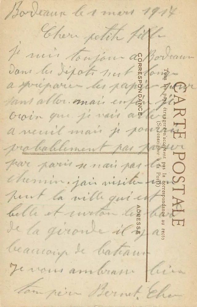 Bordeaux. Facciata dell'Hôtel de Ville — editore L.V. n°6 - Verso