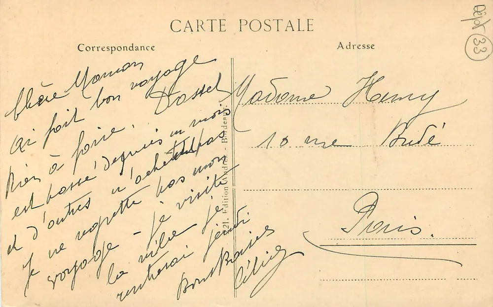 Bordeaux — Torre São Michel — Edição Caudry n°21 - Verso