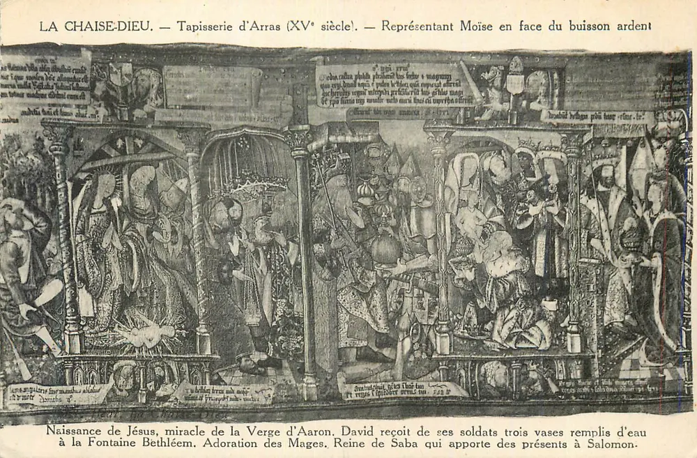 La Chaise-Dieu — Arras-Tapete (15. Jahrhundert) — Darstellung Mose vor dem brennenden Busch - Vorderseite