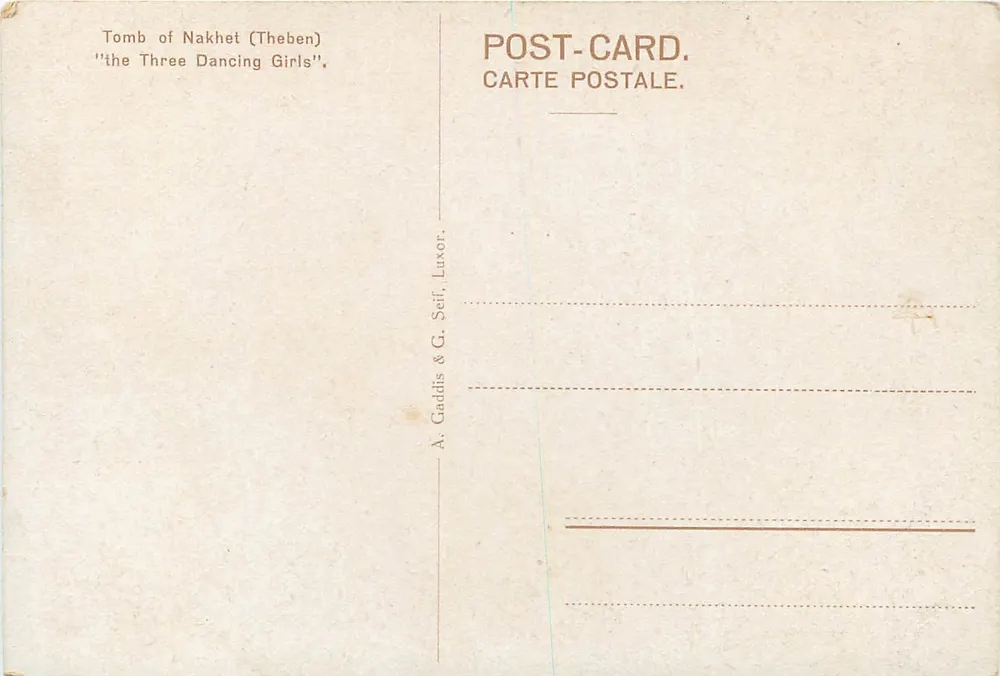 Grab von Nakhhet (Theben) — 'die drei tanzenden Mädchen' — A. Gaddis & G. Seif, Luxor - Rückseite