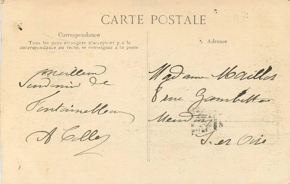 Fontainebleau — Rathaus — Verlag unbekannt, n° 96 - Rückseite
