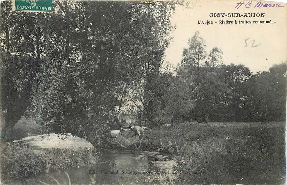 Gicy-sur-Aujon — Die Aujon, Fluss mit berühmten Forellen — Edit. Bertrand, St-Loup-sur-Aujon - Vorderseite