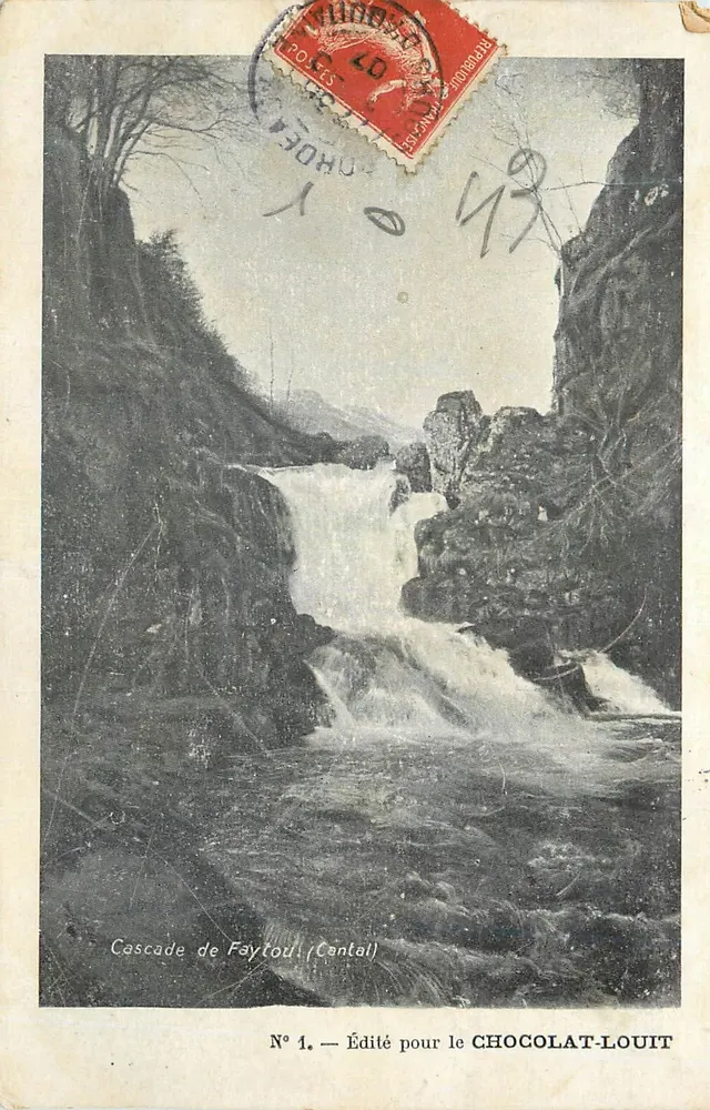Cascade de Faylou (Cantal) — Éditée pour le CHOCOLAT-LOUIT — N° 1 - Recto