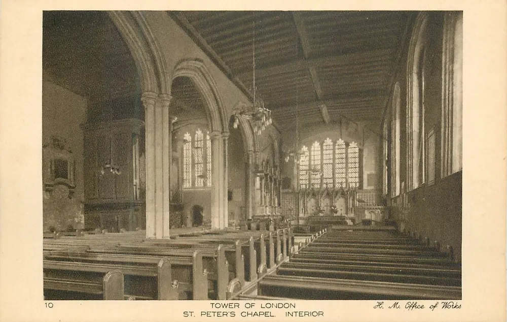 Innenansicht der Kapelle St. Peter — Tower of London — H.M. Office of Works - Vorderseite