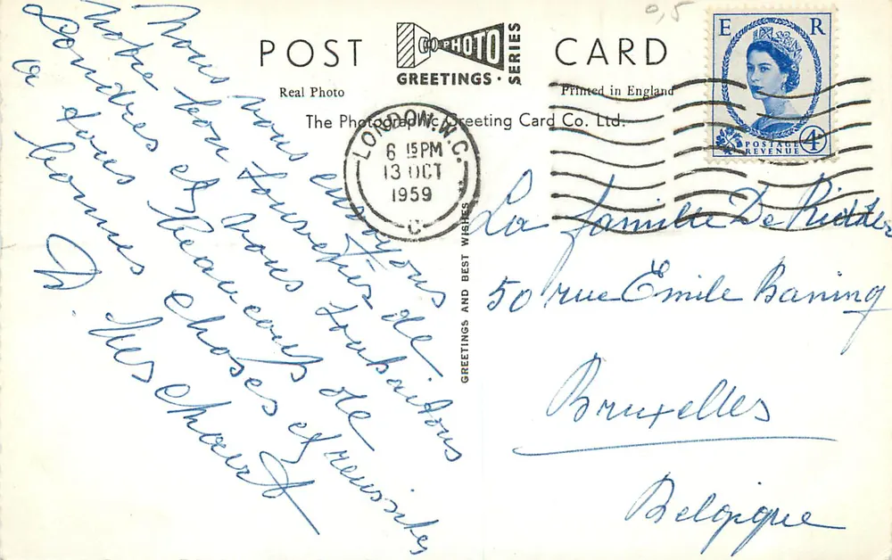 Tamiza przy Westminstercie, Londyn — widok z lotu — Adolphus Ltd, Londyn, R.F.30 - Rewers