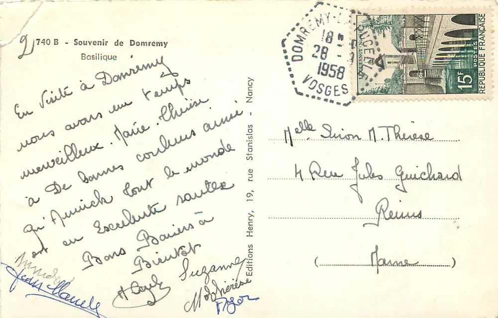 Domméry — Basilique — Éditions Henry, Nancy, n° 740 B - Verso