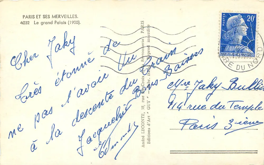 Der Große Palast — Paris (1900) — Éditions d'Art André LECONTE, Paris - Rückseite