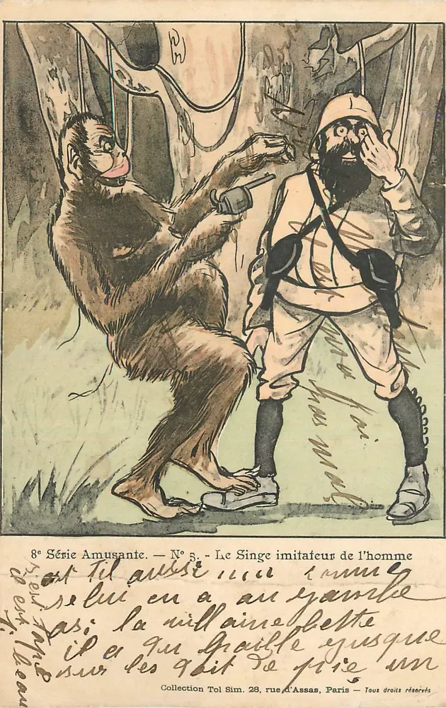Der nachahmende Affe des Menschen — 8. Amüsante Serie, Nr. 5 — Verlag Toi, Rue d'Assas, Paris - Vorderseite
