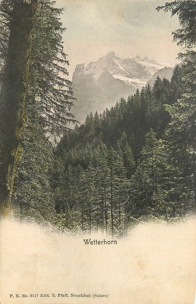 Wetterhorn — vista montanhosa nevada — T. Pfaff, Neuchâtel (Suíça) n° 2117 - Frente