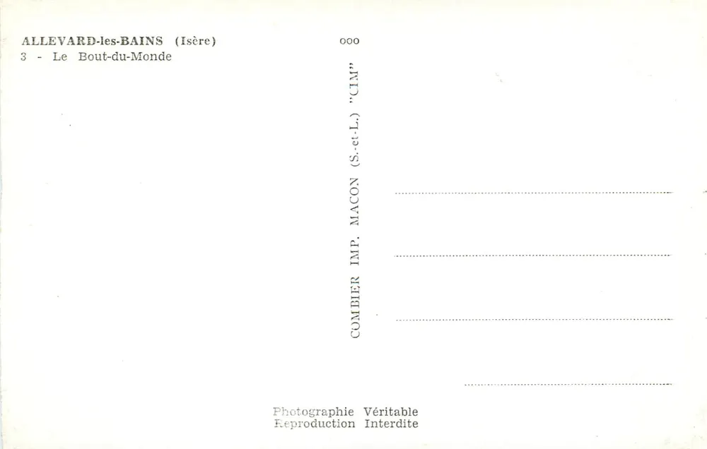 Allevard-les-Bains (Isère) — O Fim do Mundo — Combier Imp. Macon (S.-et-L.) - Verso