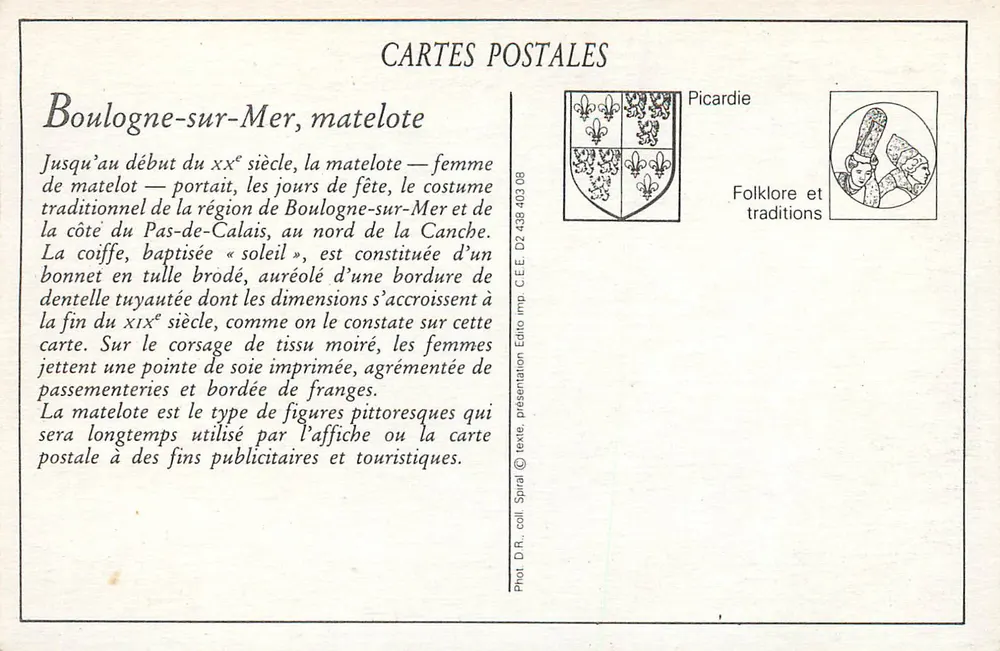 Matelote boulognoise — traje tradicional — Edição C.E.E. D2 438 403 08 - Verso